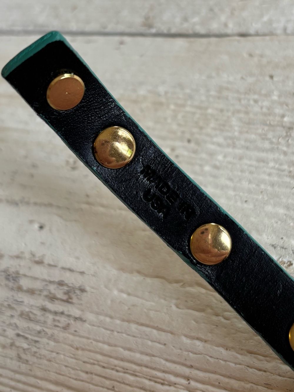 TORY BURCH $128 Teal Double Wrap Leather Stud Bracelet brass leather Boho - Picture 5 of 10